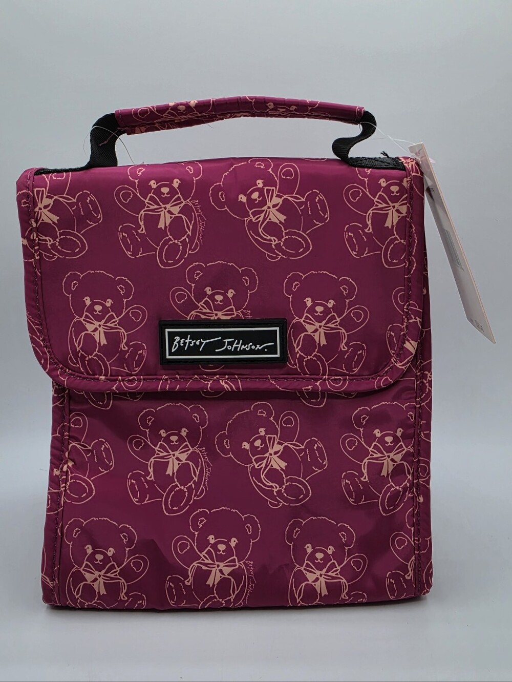 Betsey Johnson Teddy Bear Print Insulated Flap Top Lunch Tote Bag
